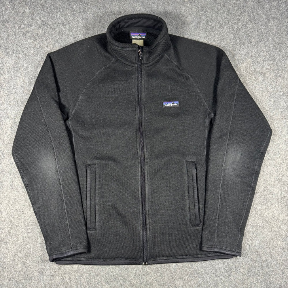 Patagonia Better Sweater Mens Small Black Full Zip Fleece Jacket Raglan Knit‎